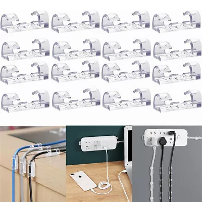 16Pcs Cable Clips Durable Self Adhesive Cable Tidy Wire Holder For Home Office • £2.92