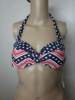 £16.06 • Buy Catalina Women's Bikini Top Swimwear Small Red White Blue Stars Stripes Halter