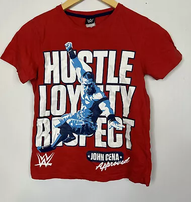 WWE Wrestling Youth  T-Shirt Red  Hustle Loyalty Respect John Cena Approved • $18.71