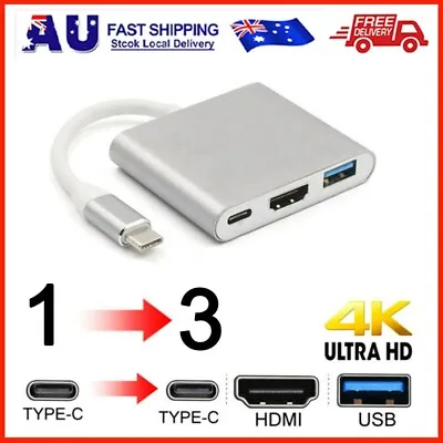 $9.07 • Buy 3 IN1 Type C USB C To Female HUB 4K HD HDMI Data Charging Cable Adapter USB 