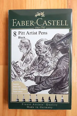 Faber-Castell PITT Artist 8 Pens Black XXS/S/F/M/B/C/1.5/FH (8pk) • £10.95