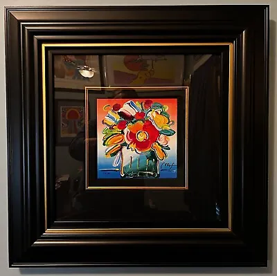 Peter Max ABSTRACT FLOWER 2018 Hand-signed & Numbered 414/495 COA & Appraisal • $1495