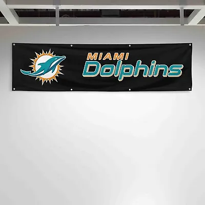 For Miami Dolphins Football Fans 2x8 Ft Flag NFL Gift Man Cave Banner • $15.97