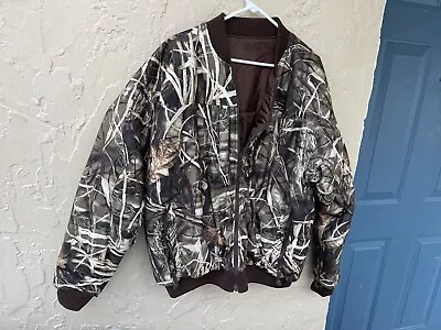 Drake Waterfowl Camo Hunting  Reversable Jacket Advantage Max4 HD Mens XL • $89.99