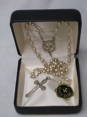 Vintage Creed Rosary Catholic Crucifix Silver Cross & Center Not Marked Sterling • $42.50