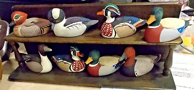 Vintage Avon Duck Figurine Collector Series 1984 Shelf Display Set Wood Mallard • $19.99