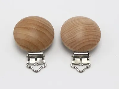 Baby Pacifier Wooden Clips Suspender Soother Infant Round Untreated Beech Wood • $1.99