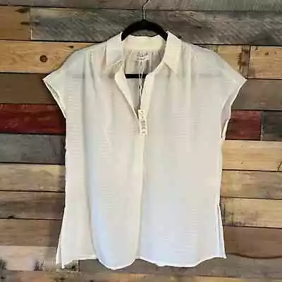 Max Studio‎ Ivory Sheer Cap Sleeve Top Size Small • $22