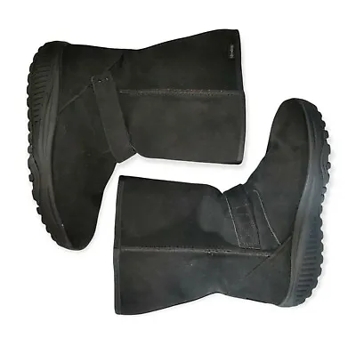 $40 • Buy Skechers Shape Ups Women's Boot Size 9.5 Faux Fur Lined Black Suede Adjustable