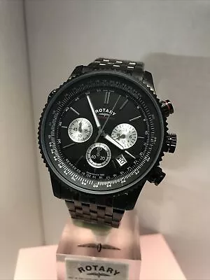 £89.99 • Buy Rotary Mens Aquaspeed Chronograph Date Black ION PVD Bracelet Watch GB03778/04