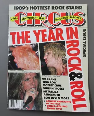 Circus Magazine Dec 31 1989 Vince Neil Sebastian Bach On Cover The Year In RnR! • $9.99
