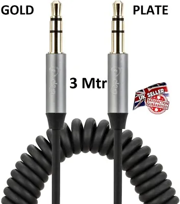 3.5mm Audio Aux Cable Male To Male Jack Stereo Lead IPhone IPod Car Headphone 3M • £4.49