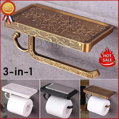 $18.69 • Buy Wall Mounted Tissue Holder Bathroom Paper Toilet Roll Stand Storage Shelf Hook