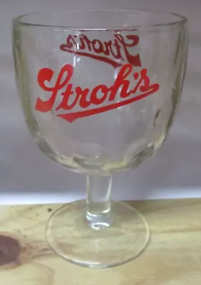 Vintage  Stemmed Thumbprint Goblet Glass STROH'S Beer • $8.99