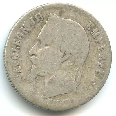 50 Centimes Silver Napoleon III Laureate Head 1867 A N°5842 • £5.44