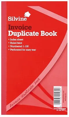 Silvine Duplicate Book Invoice 1-100 210 X 127MM  (REF-611)  • £5.65