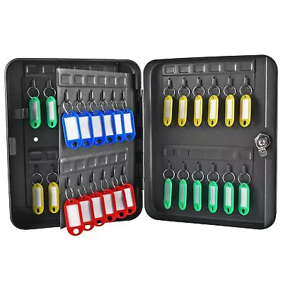 48 Key Cabinet Wall Mount Locking Key Organizer Storage Security Lock Box Black • $31.16