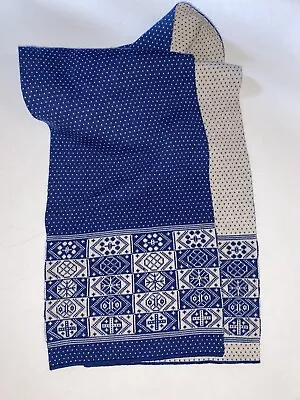 Bakka Luxury Fair Isle Knitwear Scarf Blue & Cream Polkadot Handcrafted Shetland • £170.98