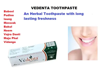 £6.99 • Buy 150G Vedenta 100% VEGAN Toothpaste Herbal Ayurvedic For Gums Healthy Teeth | UK