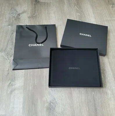 SET - CHANEL Empty Earrings Necklace Gift Box 9.75  X 8  X 1.25  & Gift Bag • £24.10