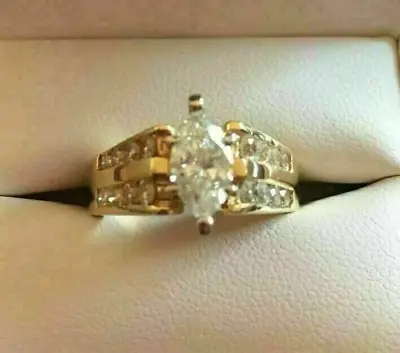 3Ct Marquise Lab Created Diamond Women's Anniversary Ring 14K Yellow Gold Plated • $82.79