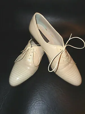 Very Nice - Vintage - Brass Boot Oxford Shoes - Made In Spain - Size 7 M - Cream • $19.95