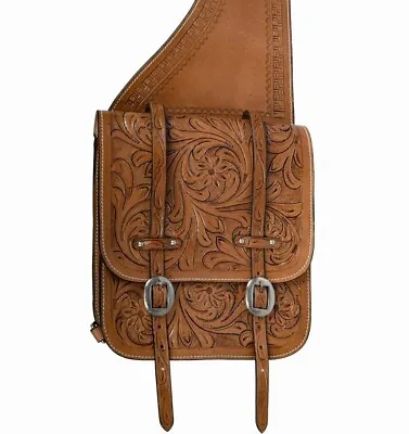 Vintage Handmade Leather Western Saddle Bag For Horse - Premium Quality • $90