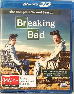 BREAKING BAD: SECOND SEASON - Bryan Cranston Anna Gunn Aaron Paul - 3 BLURAYS • $7.95