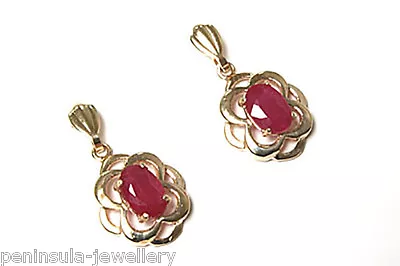 9ct Gold Ruby Drop Celtic Earrings Gift Boxed Made In UK Birthday Gift • £112.99