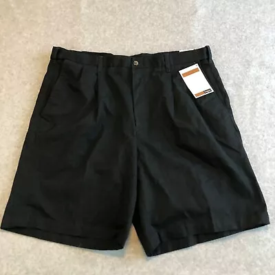 Haggar Shorts Men's 40 Pleated Black Classic Fit Twill Expandable Waist NEW NWT • $16