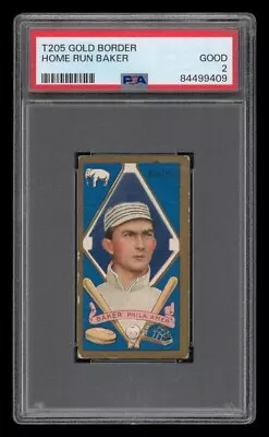 1911 T205 Gold Border Frank Home Run Baker PSA 2 GOOD Philadelphia A's HOF • $349.99