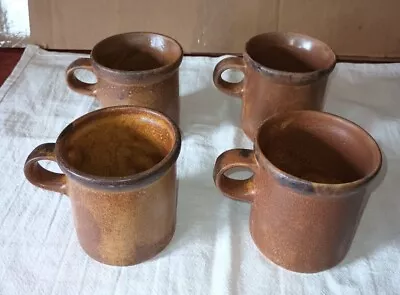 4 Vintage McCoy Pottery Canyon Mesa Stoneware Coffee Mugs-Brown- #1412 • $24.98