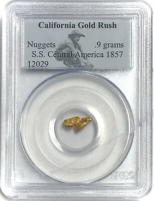 0.9g SS Central America Gold Rush Nugget Shipwreck Recovery PCGS Slab Is Cracked • $275
