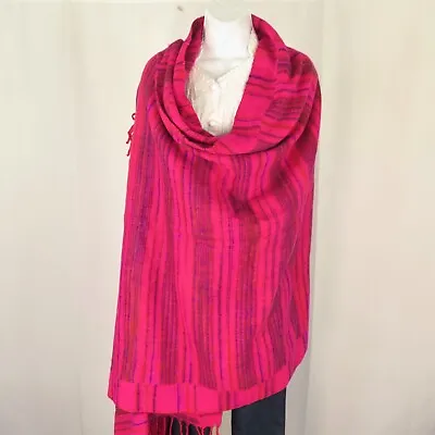 Yak Wool Blend | Shawl/Throw | Handmade | Reversal | Base Color:  Pink • $34.20