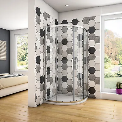 £134 • Buy Offset Quadrant Shower Enclosure Corner Cubicle Tempered Glass Screen And Tray