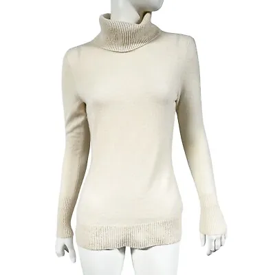 Victor Alfaro Ivory 100% Cashmere Turtleneck Sweater Womens Size M Medium • $36.99