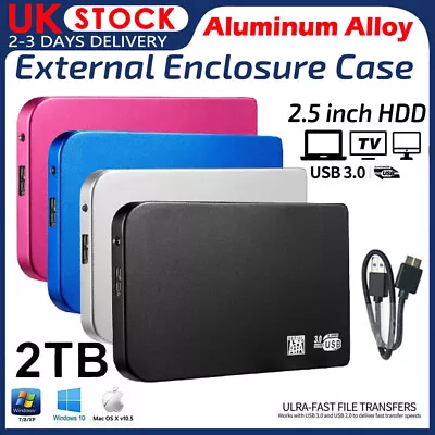 Fast USB 3.0 SATA External Hard Drive Case 2.5 Inch Enclosure Caddy HDD/SSD Box • £5.99