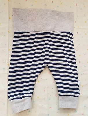 Baby Boys Jogging Bottoms Grey Blue Striped Turnover Waist Next Up To 3 Months • £2.50