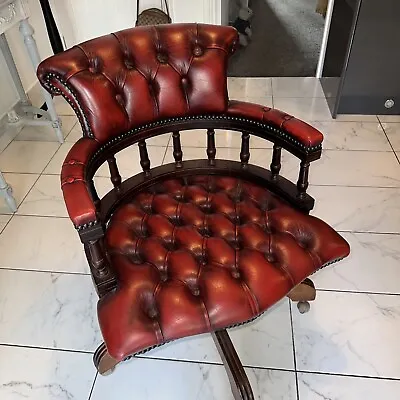 £179 • Buy Chesterfield Captains Office Chair Antique Oxblood Leather Collection Essex