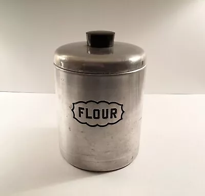 Vintage Aluminum Metal Lidded Flour Canister Made In Italy Mid Century Modern • $12