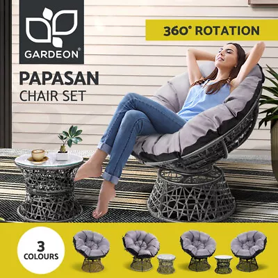 Gardeon Outdoor Lounge Setting Furniture Papasan Chairs Table Wicker Sofa Chair • $185.95