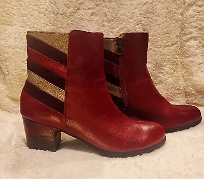 Jambu Red Leather Boots Size 7.5 With Maroon And Gold Accents • $20