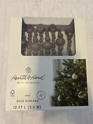 Hearth And Hand With Magnolia Wood Beaded Bead Garland 12' Wooden Brown • $19.99