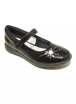 Clarks ETCH SPARK Girls Black Patent Leather School/party Shoes Uk 8.5 H EU 26. • £22