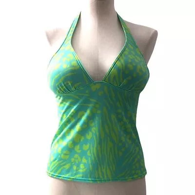 Victoria's Secret Swim Top Womens Size Medium Green Beach Print Halter Tankini • $15.19