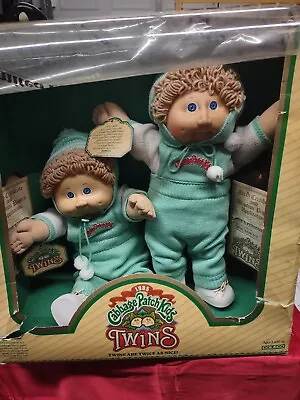 Vintage 1985 Coleco Twin Cabbage Patch Kids Twins 2 Boys In Box  • $50