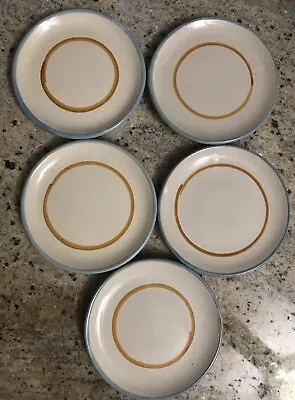 Lot Of 5 VIETRI Bisogno Beige Blue Yellow Small Plates 4.5  Made In Italy • $32.77