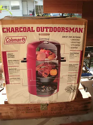 RARE COLEMAN NEW Charcoal Smoker BBQ Grill 3IN1 Outdoor V Portable Meat Cooker • $50