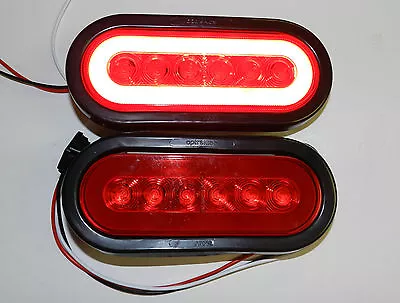 (2) Trailer Truck 22 LED RED 6  Oval Stop Turn Tail Light Optronics Glo-light • $38.99