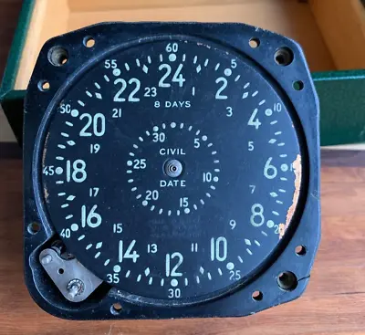 Vintage Waltham U.S. Navy Aircraft Clock 8 Days Civil Date Incomplete REPAIR #3 • $125